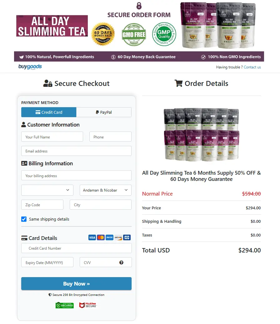 all day slimming tea Secure Checkout